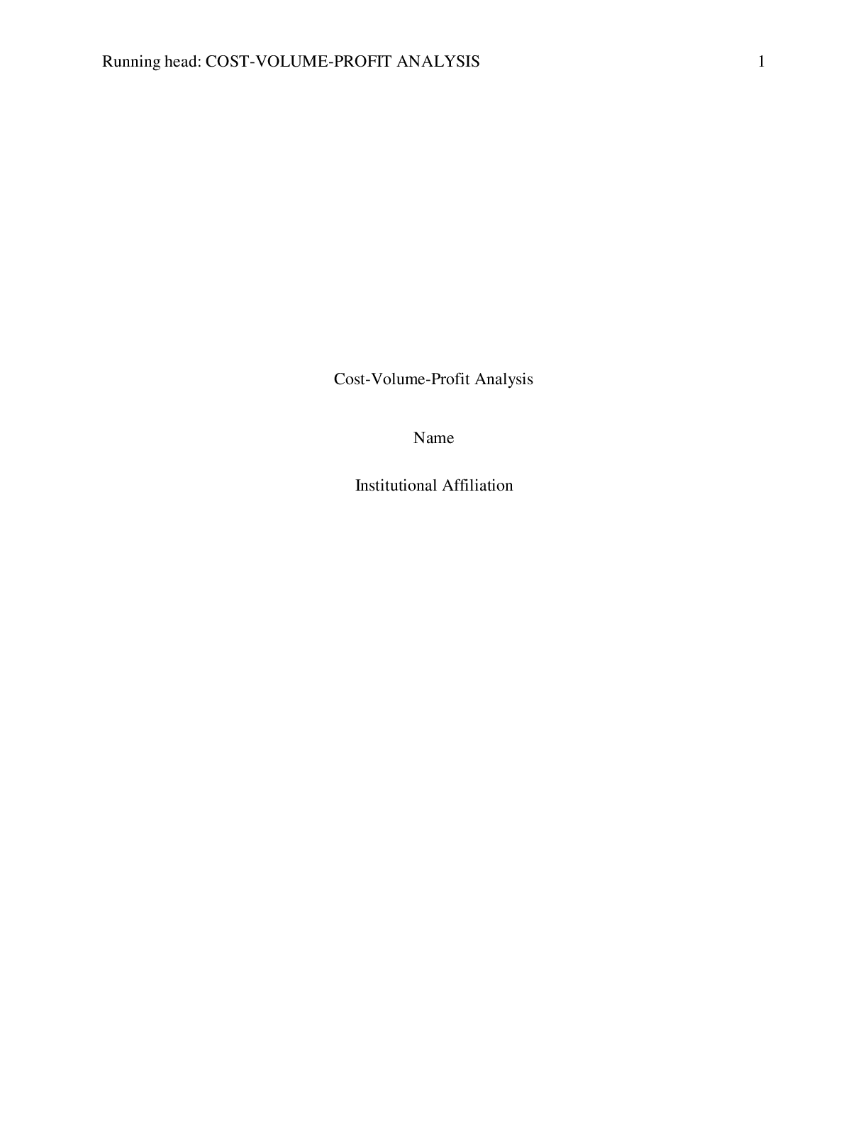 Preview image for Cost-Volume-Profit Analysis